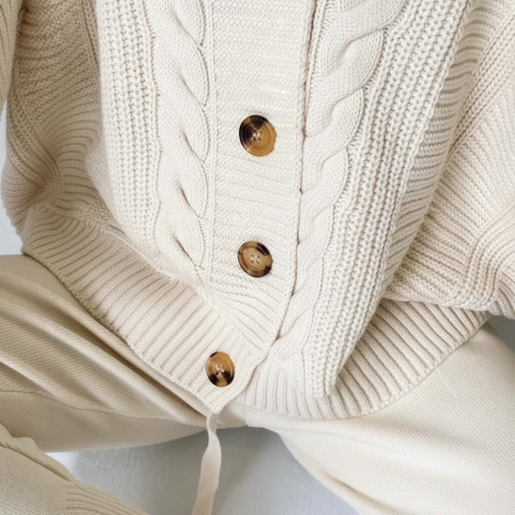 Rippenstrik cardigan met knopsluiting