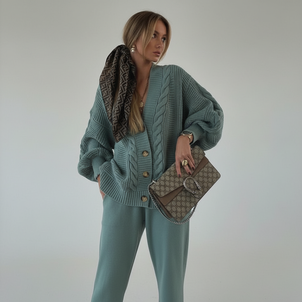 Rippenstrik cardigan met knopsluiting