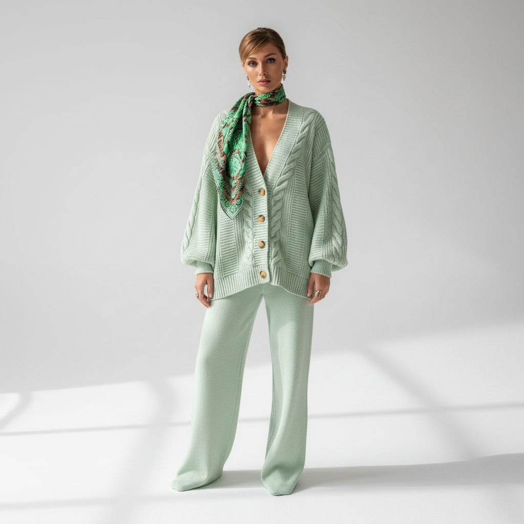 Rippenstrik cardigan met knopsluiting