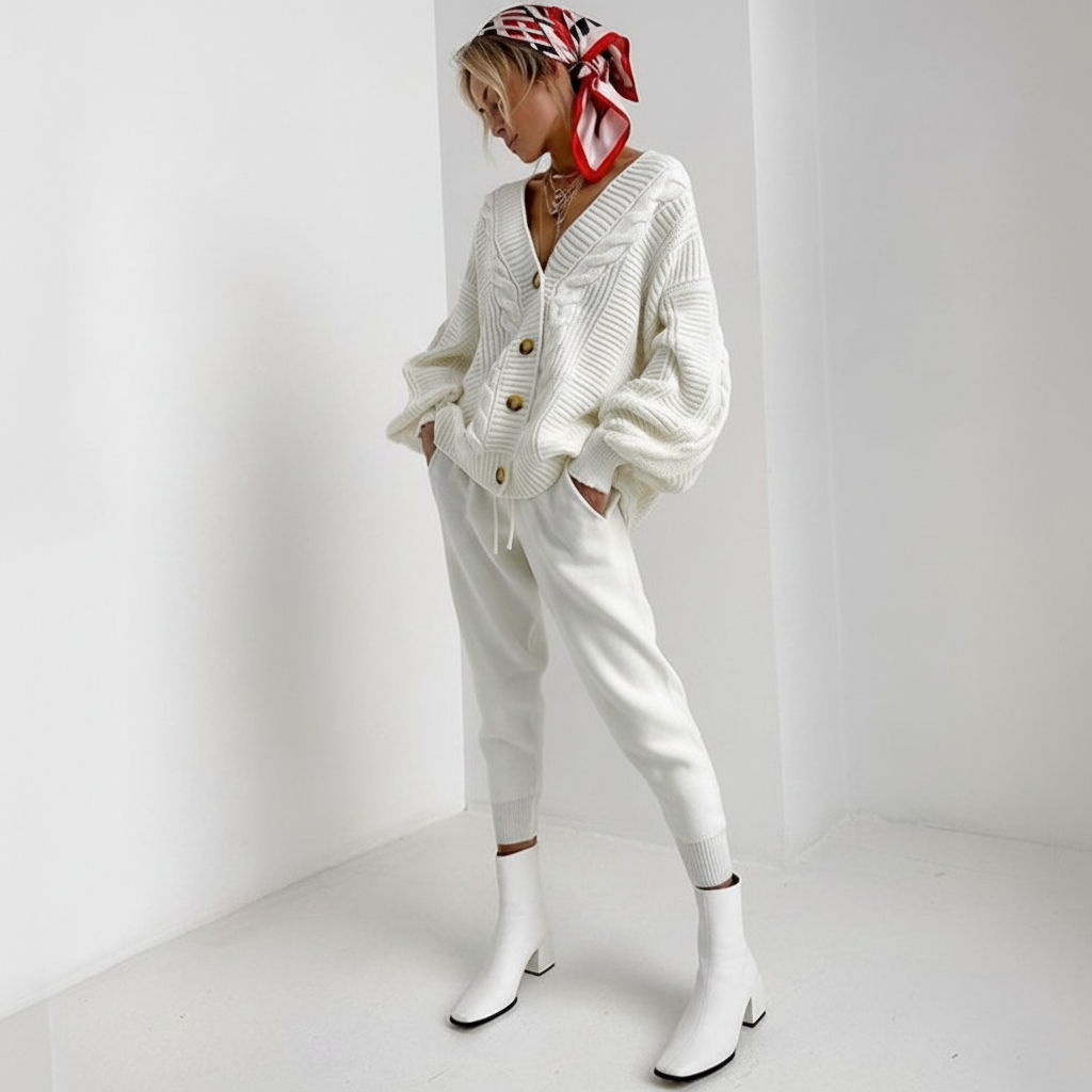 Rippenstrik cardigan met knopsluiting