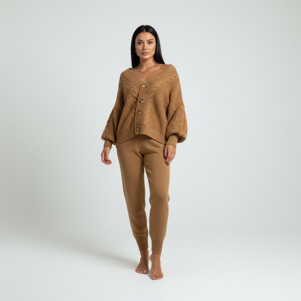 Rippenstrik cardigan met knopsluiting
