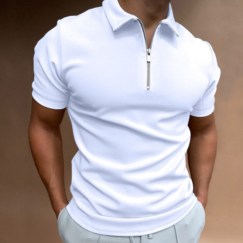 Slim-fit herenpolo met rits