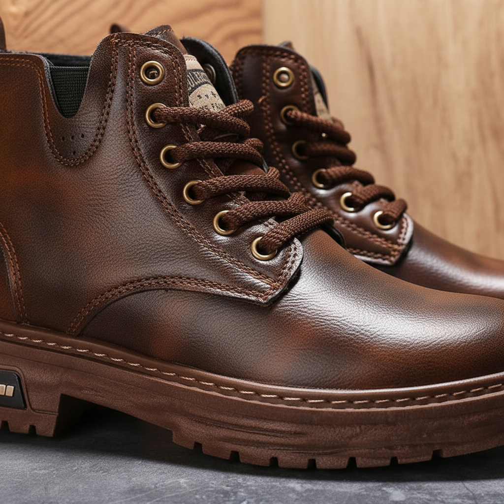 Robuste rubberen zool met vintage uitstraling