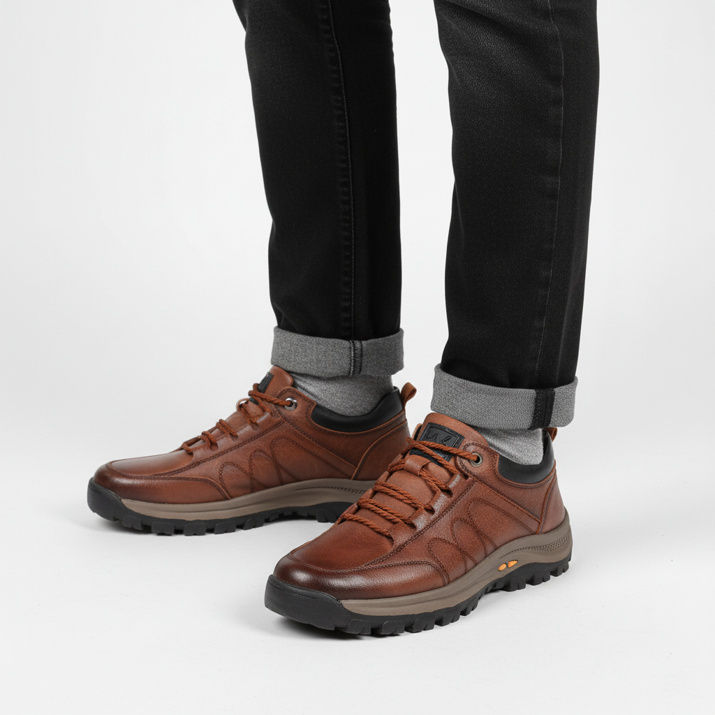 Robuste outdoorschoenen van leer