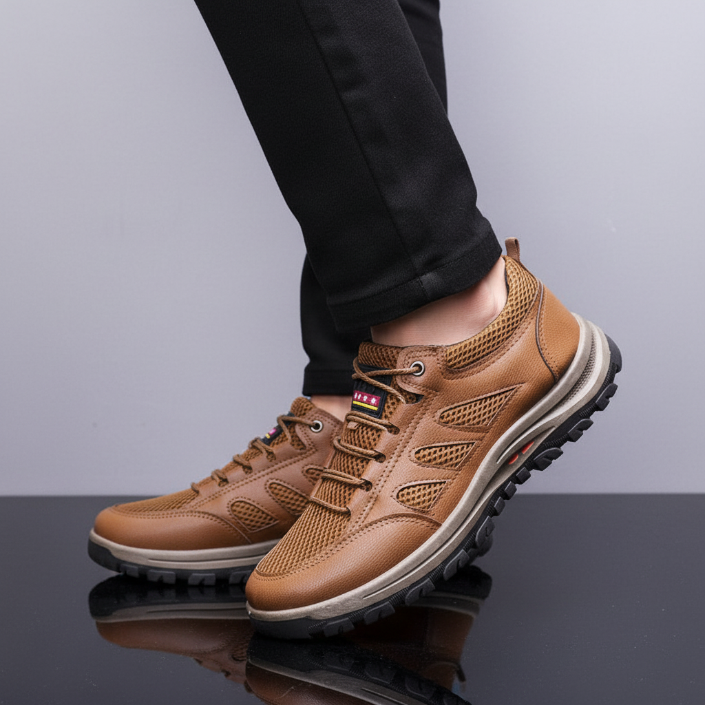 Robuste outdoorschoenen van leer