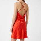 Rode slipdress met stippen