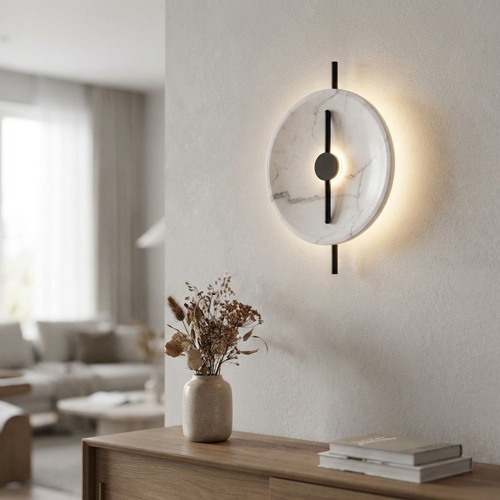 Ronde wandlamp met marmer-effect