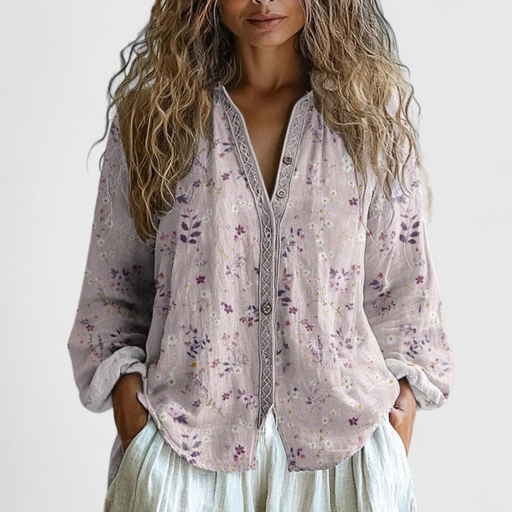 Elvi | Damesblouse met retro-bladprint