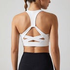 Rugvrije sporttop met vetersluiting