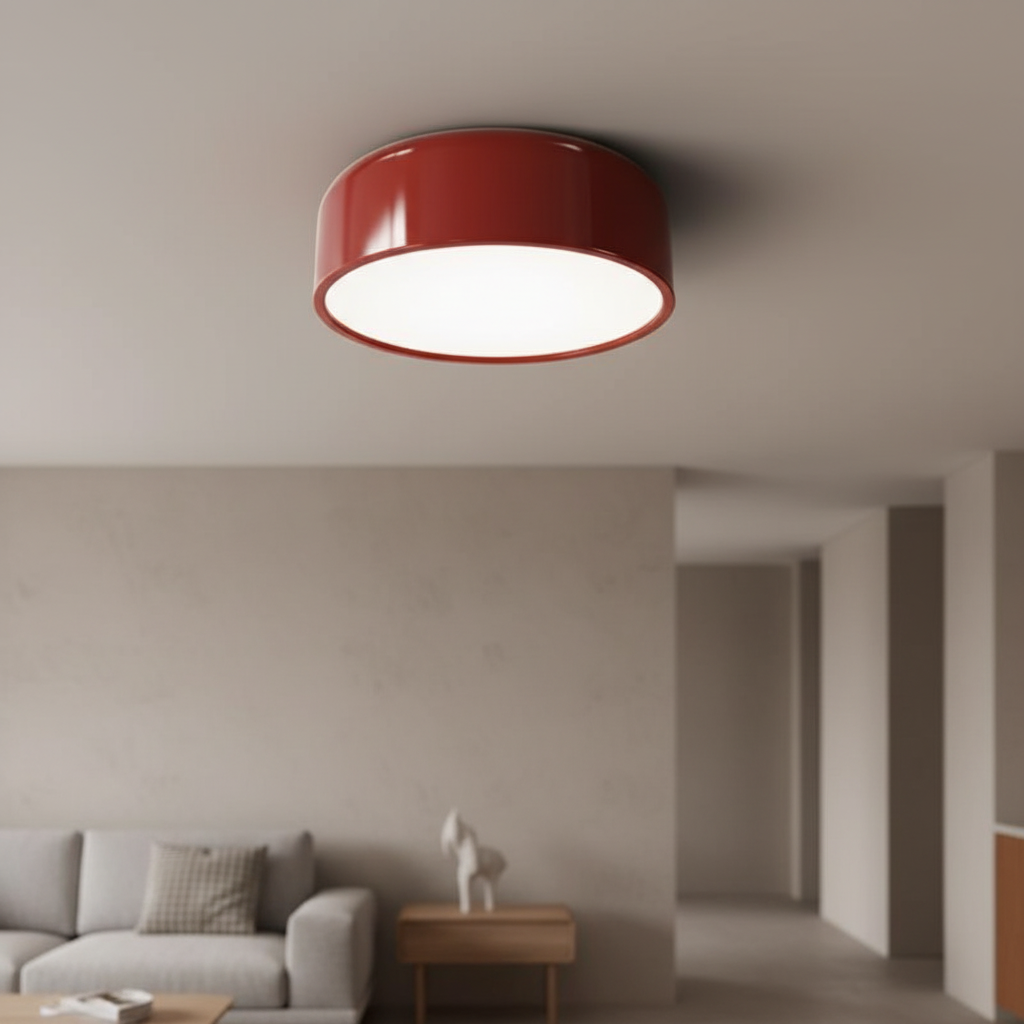 Ronde plafondlamp van metaal en acryl