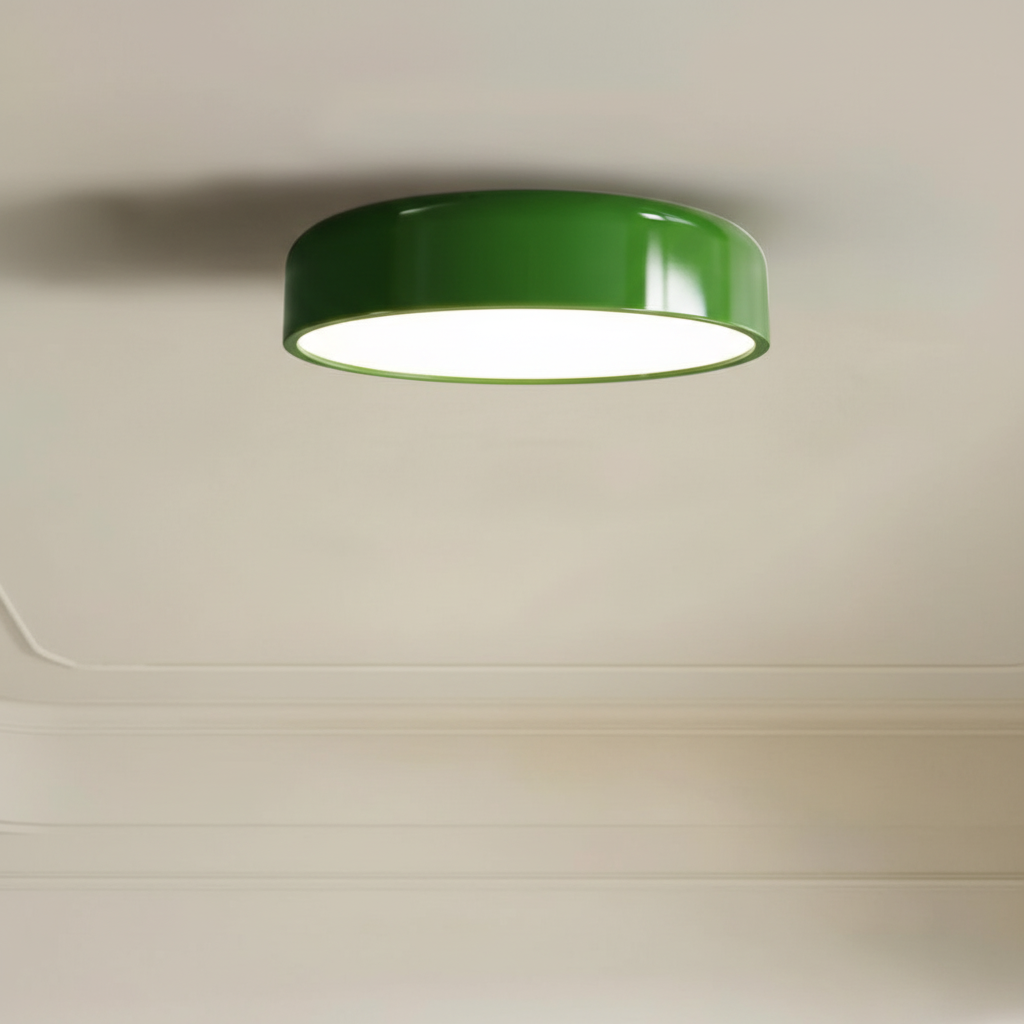 Ronde plafondlamp van metaal en acryl