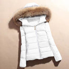 Winterjas met imitatie bontkraag voor dames