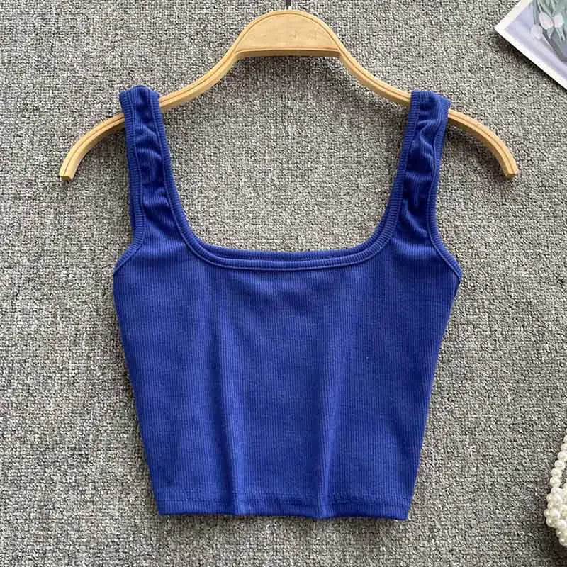 Rugloze cropped tanktop in effen kleur