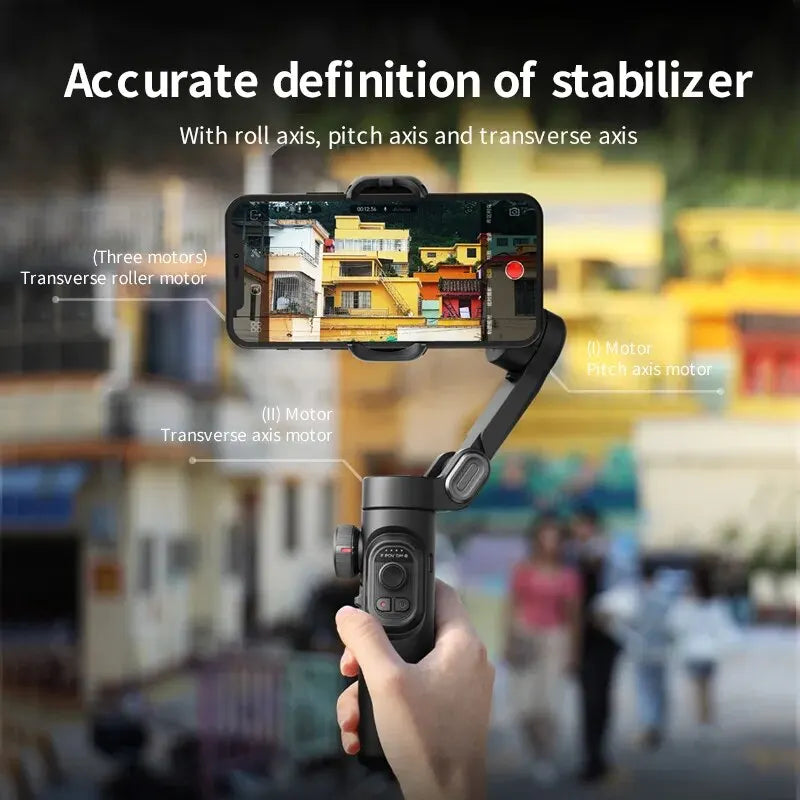 3-Assige smartphone gimbal stabilizer met AI tracking & gezichtsdetectie