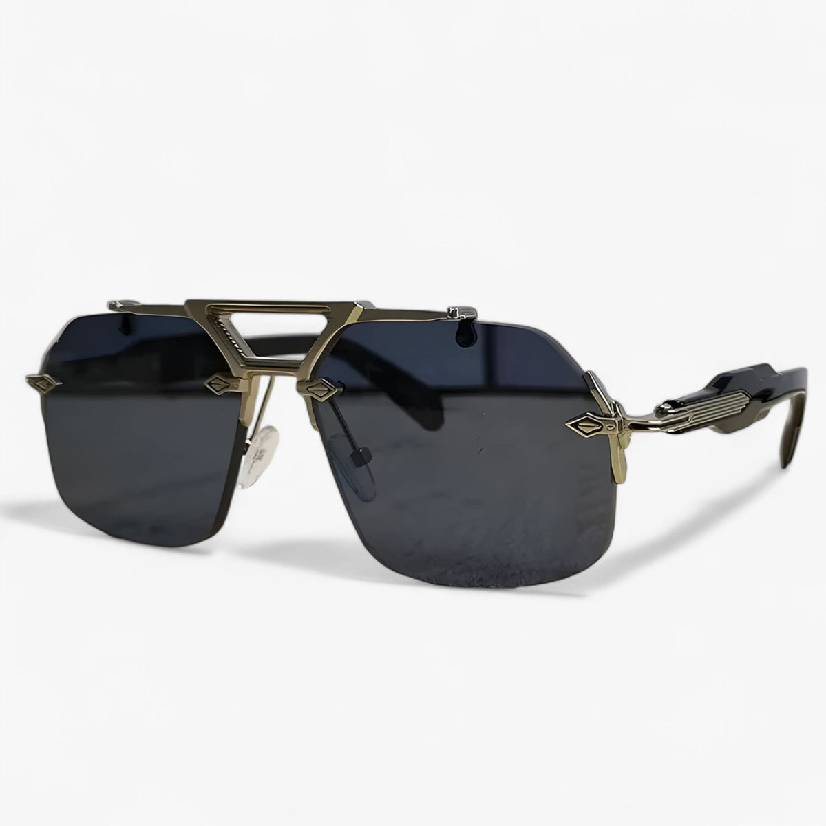Randloze oversized zonnebril met metalen accenten