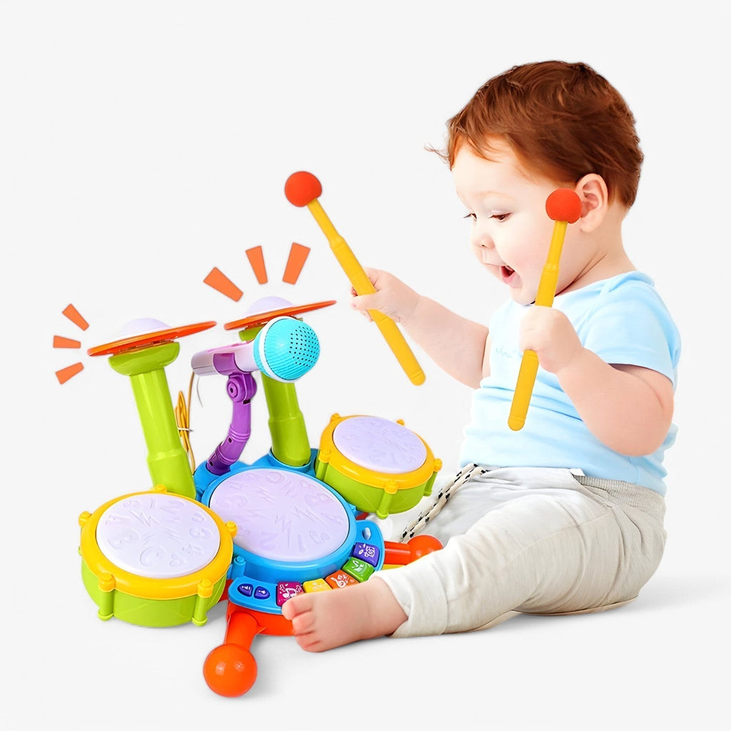 Interactief leer-drumstel met microfoon voor peuters