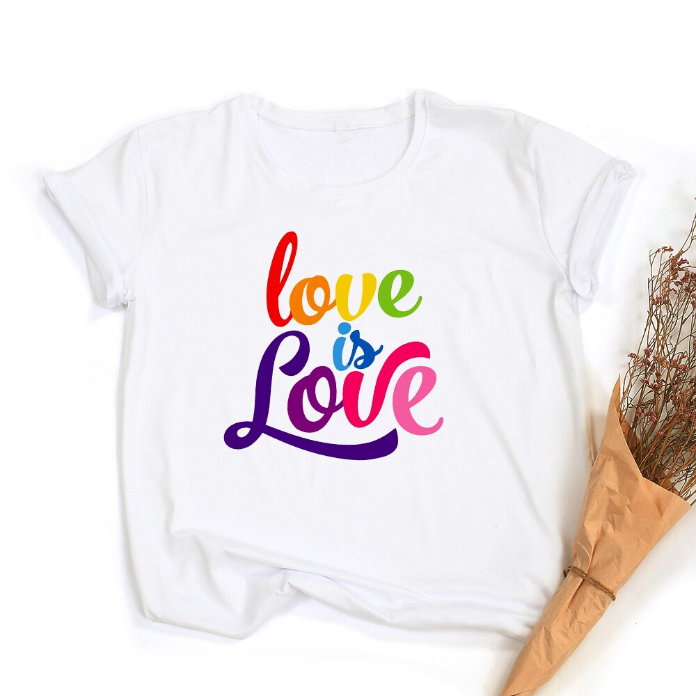 LGBT trots retro zomertop – Peace love equality regenboog grafische T-Shirt