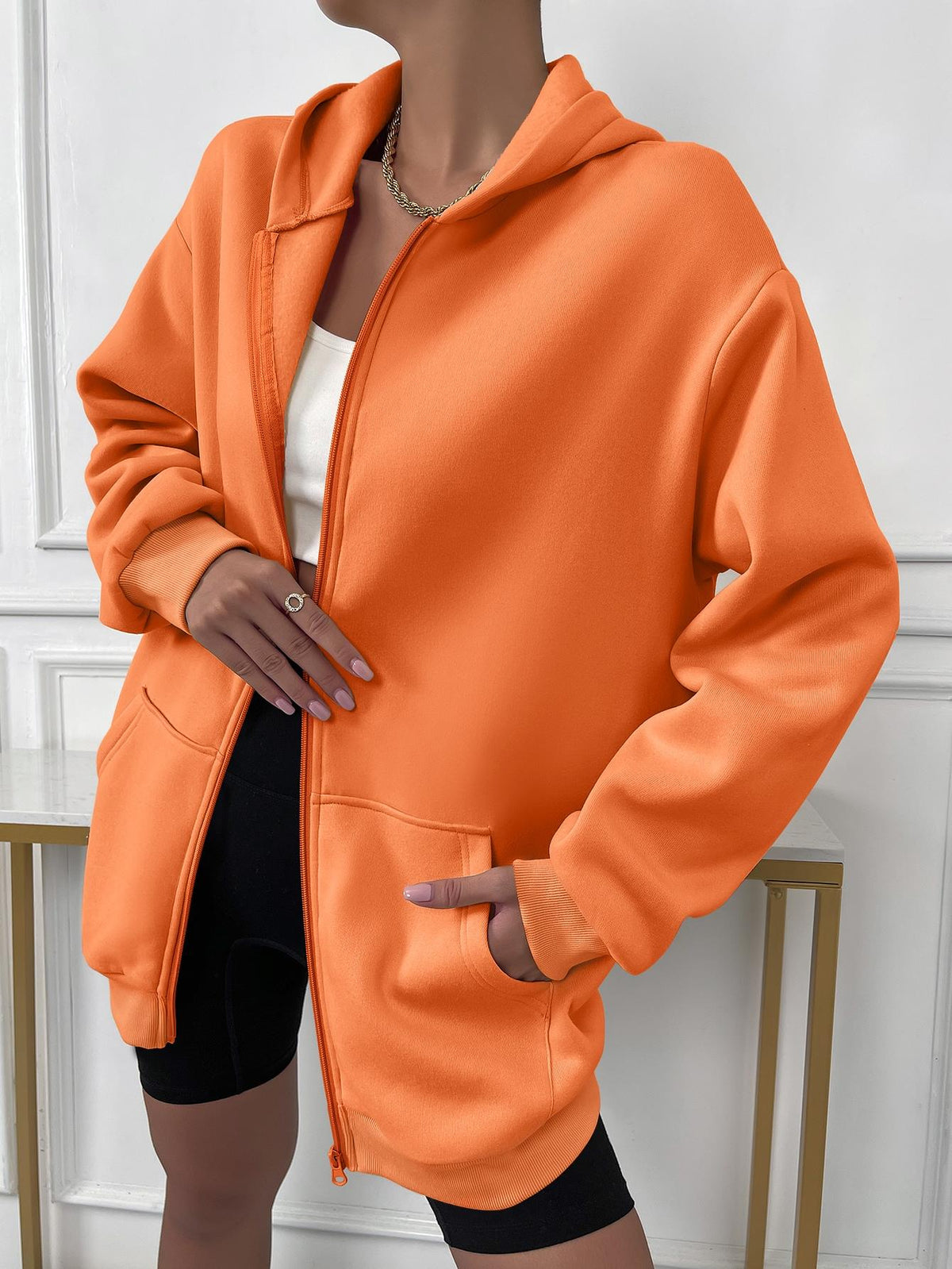 Vest met rits en hoodie voor dames