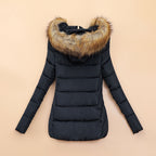 Winterjas met imitatie bontkraag voor dames