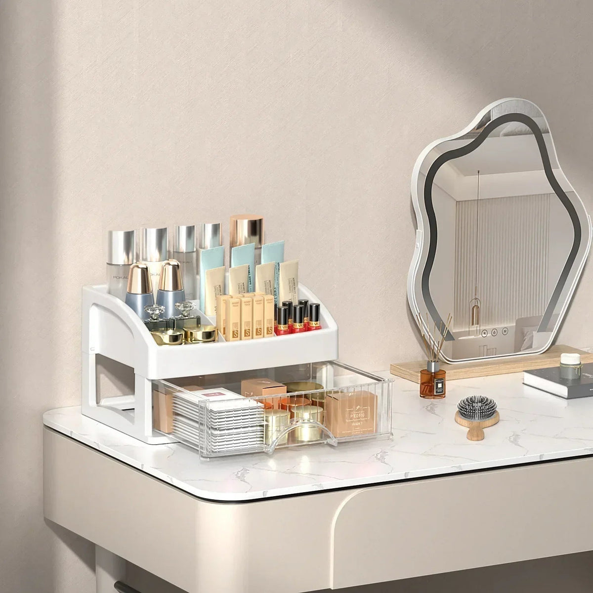 Transparante acryl make-up organizer