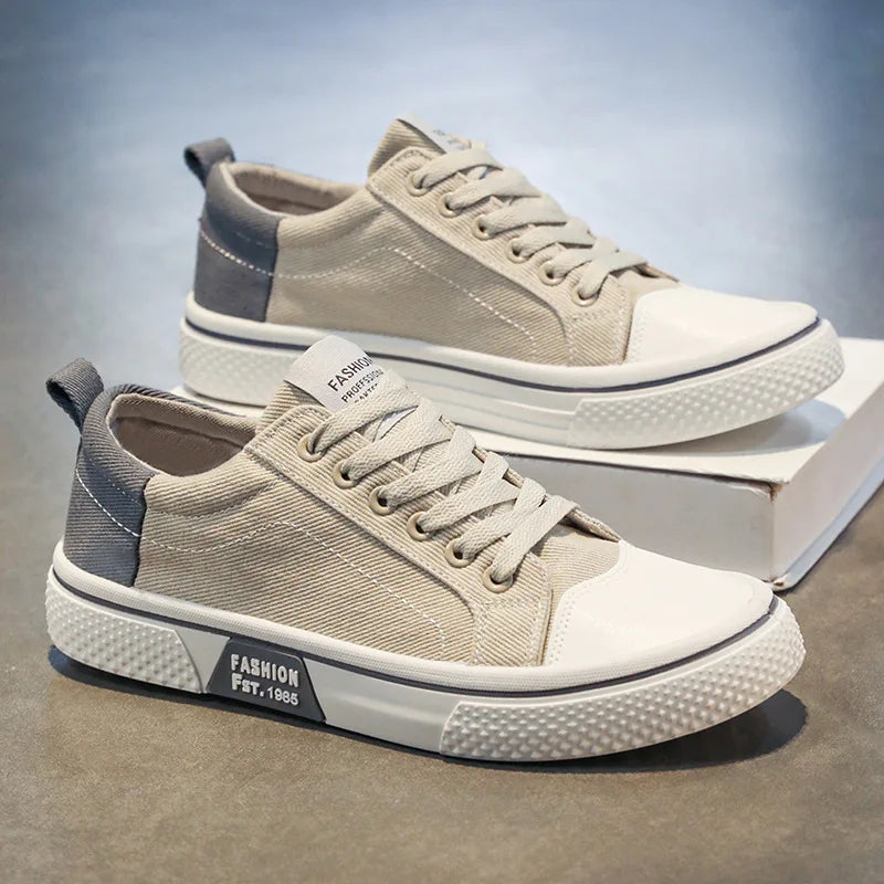 Lage herensneakers van canvas met veters