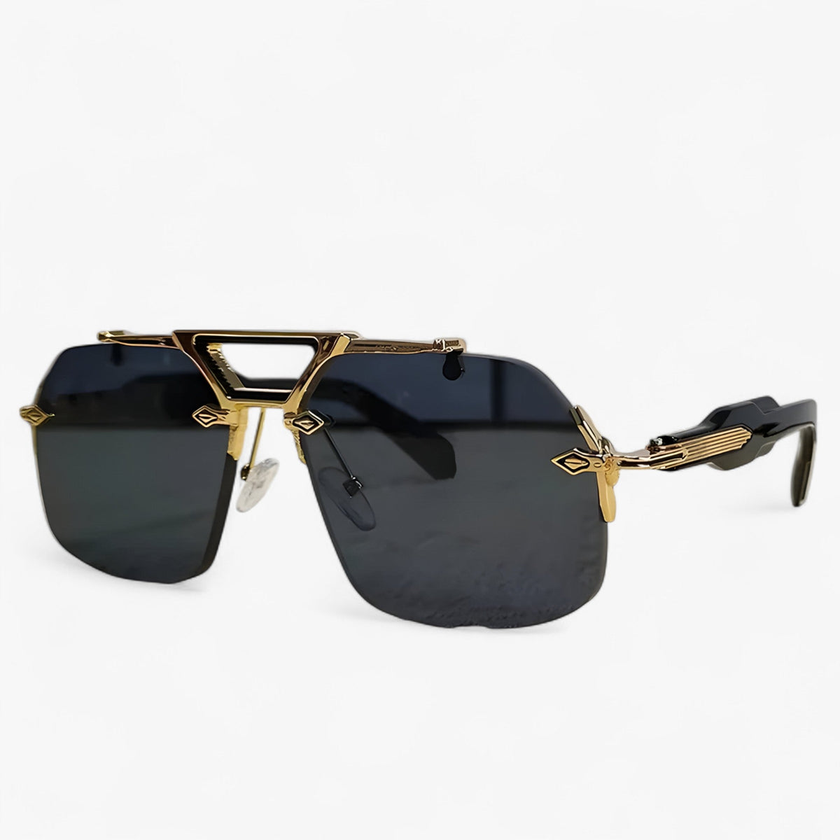 Randloze oversized zonnebril met metalen accenten