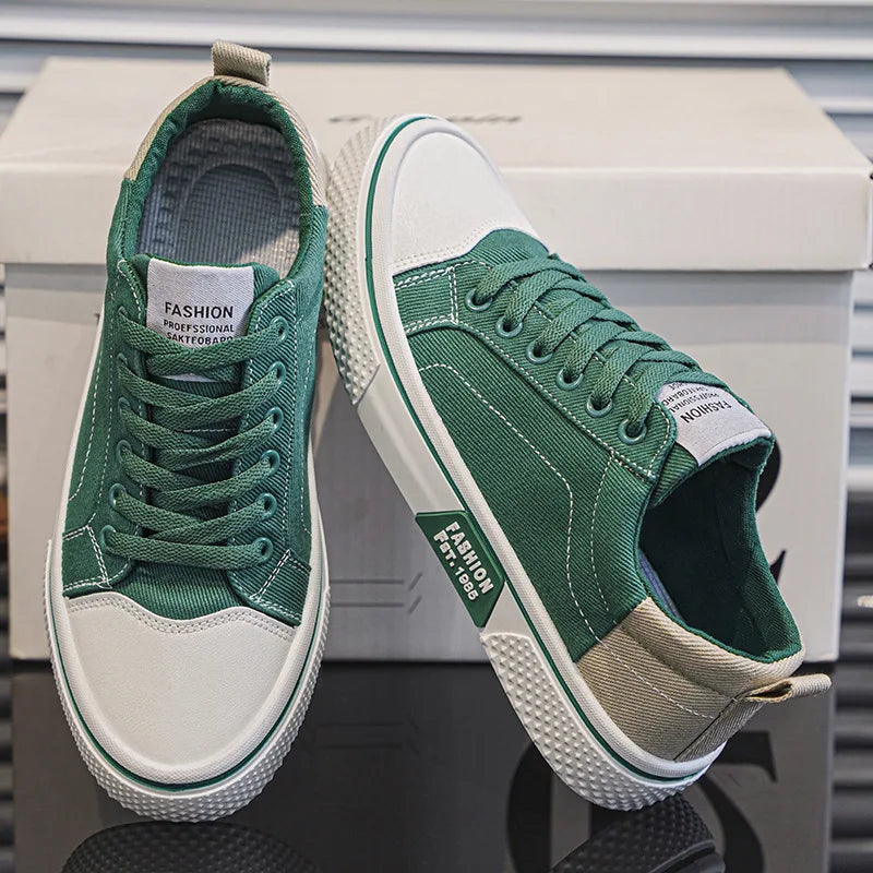 Lage herensneakers van canvas met veters