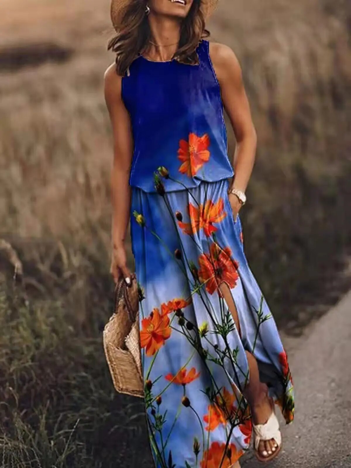 Zomerse maxi-jurk met unieke snit