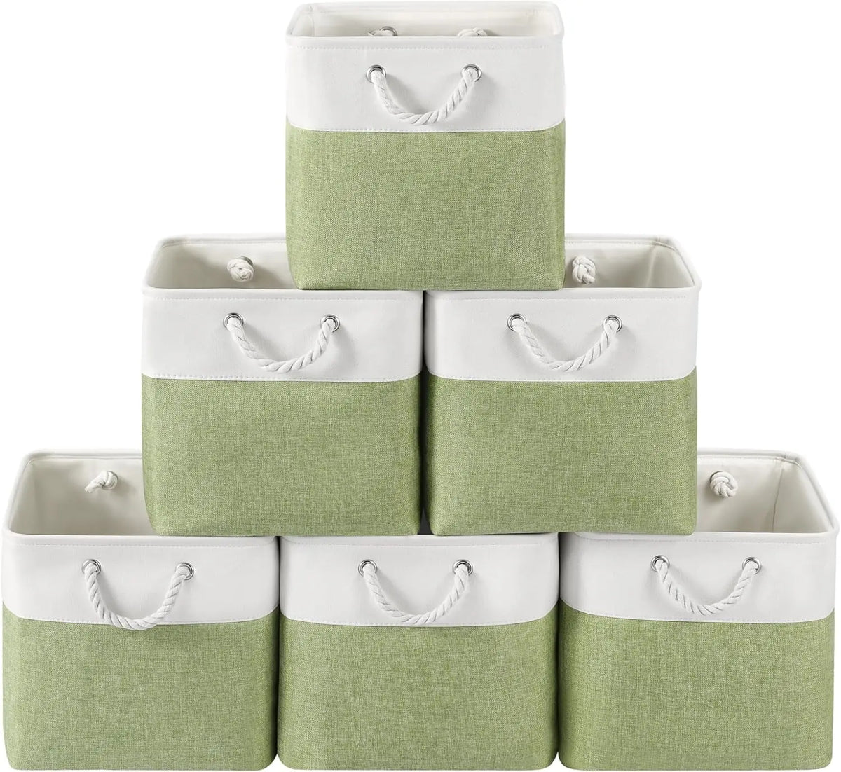 Set van 6 opvouwbare stoffen opbergdozen met touwen