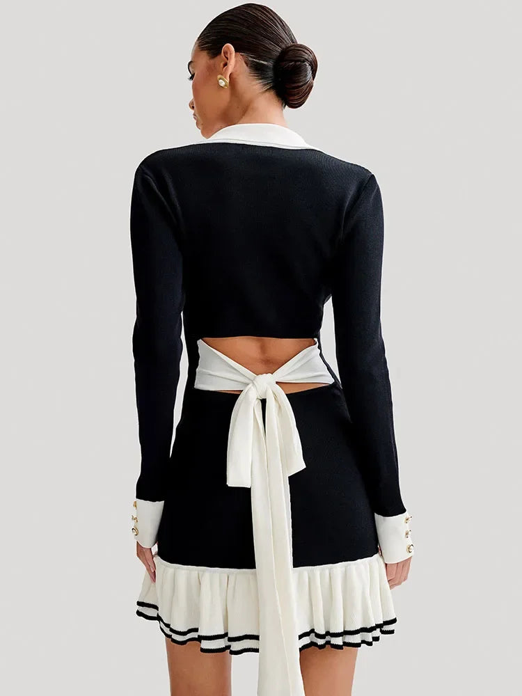 Gebreide mini jurk met rugdecolleté en bandage ontwerp