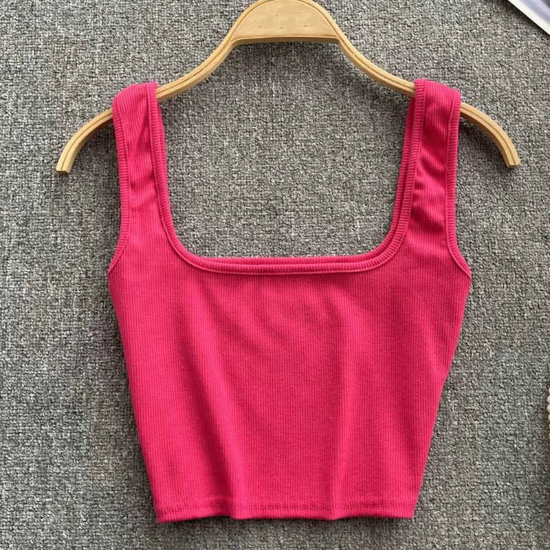 Rugloze cropped tanktop in effen kleur