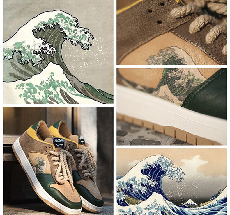 Kunstenaar uniseks plateau-sneakers met golvenmotief
