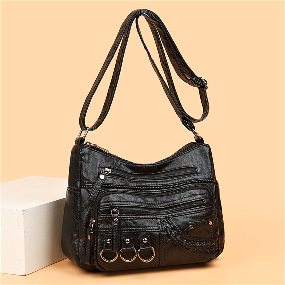 Vintage leren dames handtas