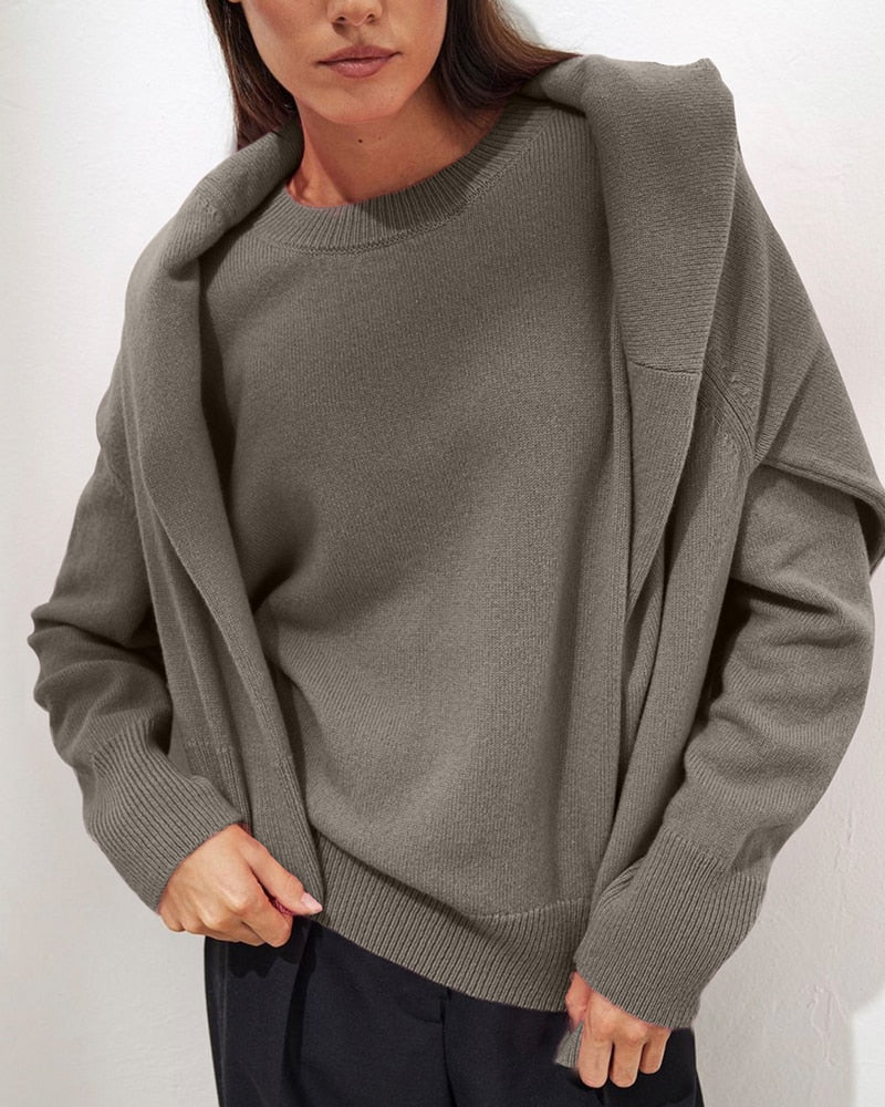 Oversized acryl damestrui WYWM met ronde hals