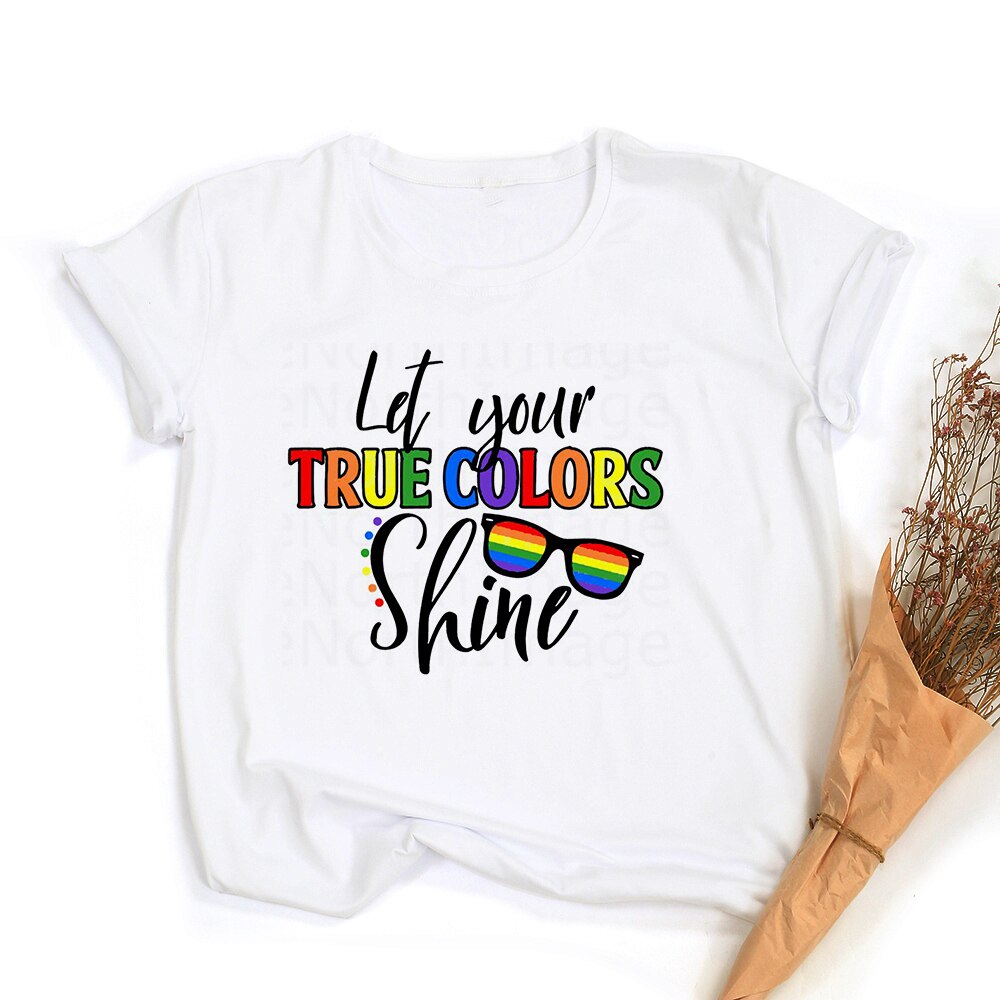 LGBT trots retro zomertop – Peace love equality regenboog grafische T-Shirt