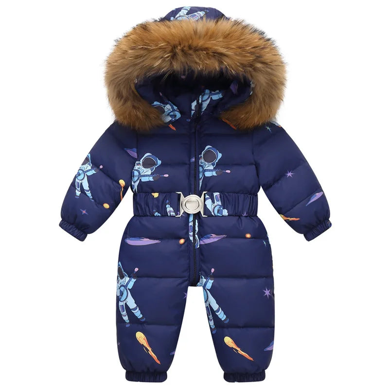 Gevoerd, winterpak met capuchon en riem