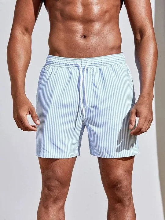 Gestreepte zwemshort met elastische tailleband en trekkoord