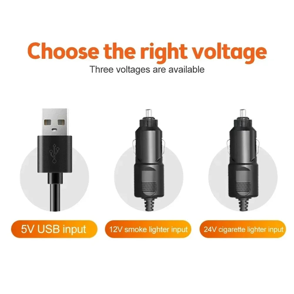 360° verstelbare 3-Kop auto ventilator USB/12V/24V — afbeelding 6
