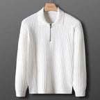 Heren merino polotrui met rits