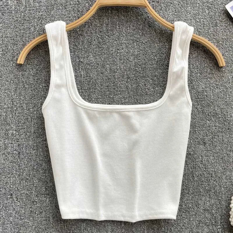 Rugloze cropped tanktop in effen kleur