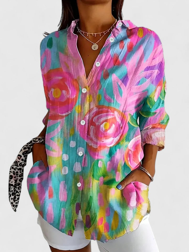 Caro | Damesblouse met kleurrijke print