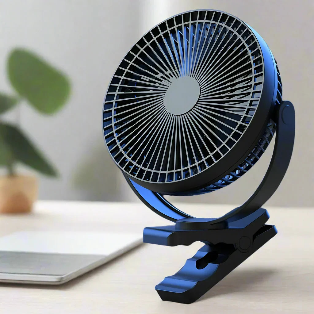 Draagbare USB oplaadbare ventilator met 10000mAh batterij & klem