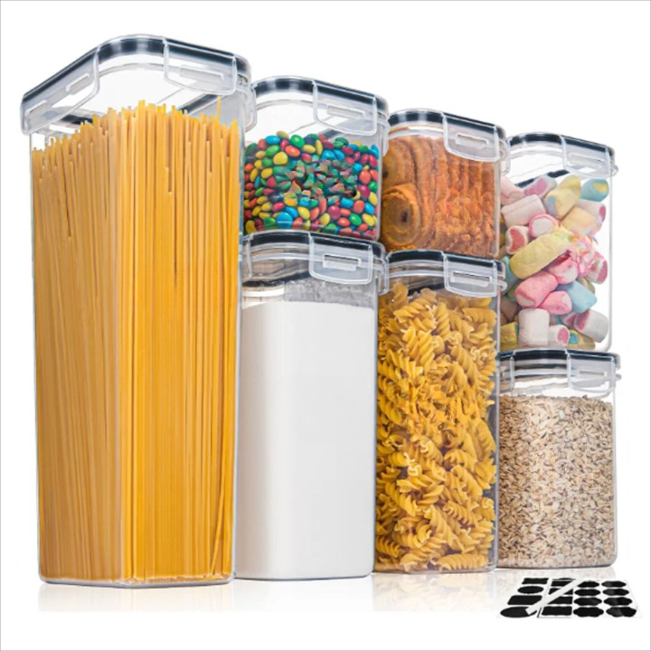 Keuken voedselopslag containers set 7 stuks BPA-vrij luchtdicht met labels