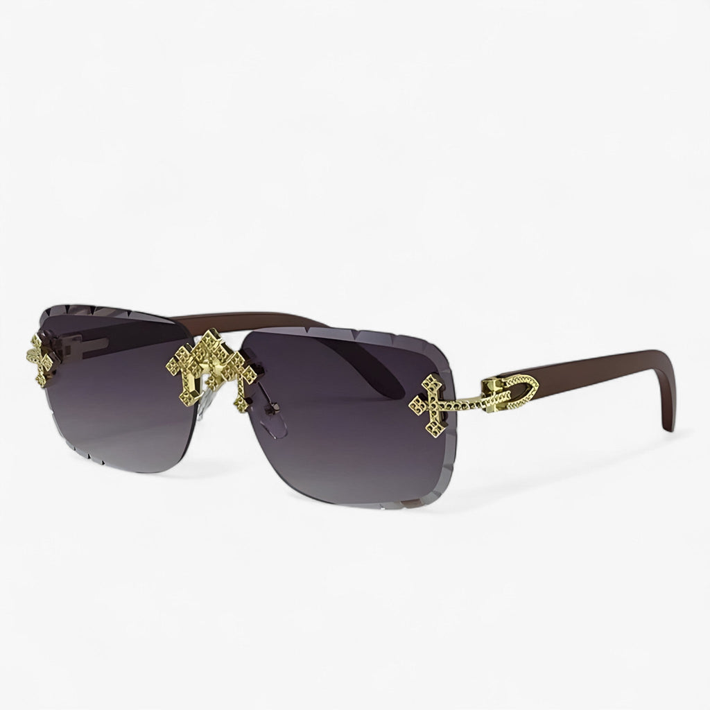 Randloze steampunk zonnebril met metalen accenten