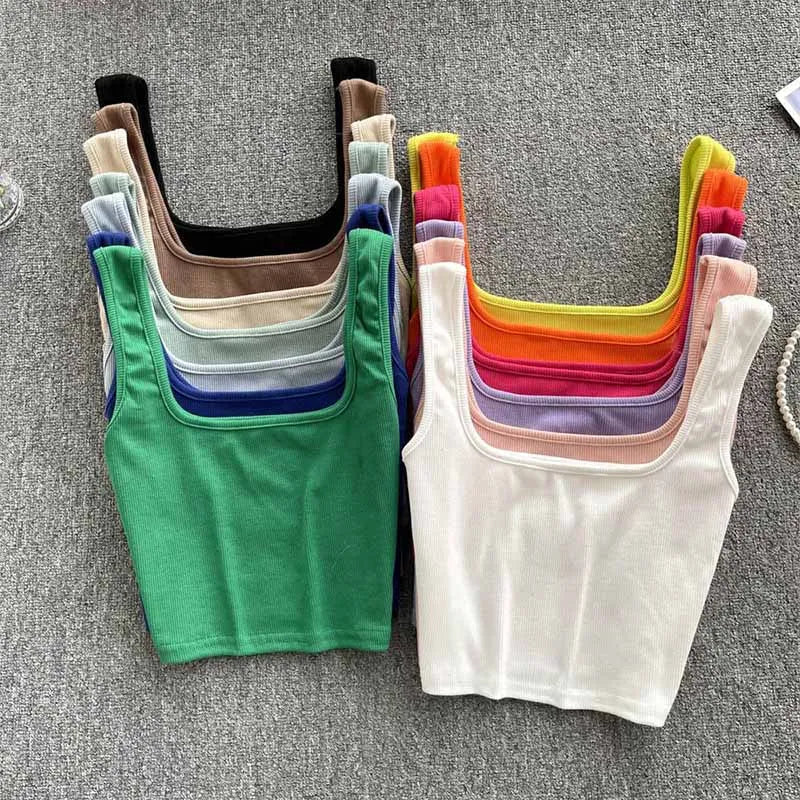 Rugloze cropped tanktop in effen kleur
