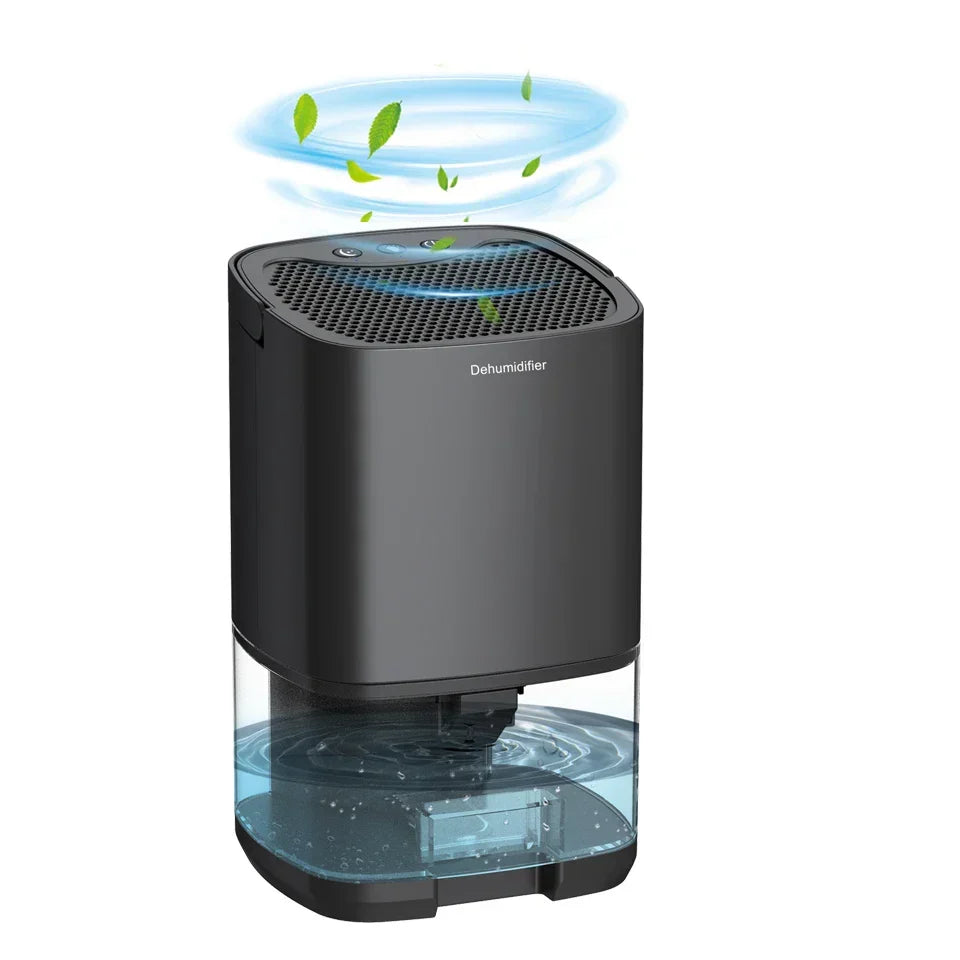 1000 ml draagbare 2-in-1 luchtontvochtiger met luchtfilter & nachtlampje