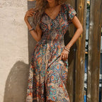 Luchtige dames maxidress met boho print & V-hals — afbeelding 28