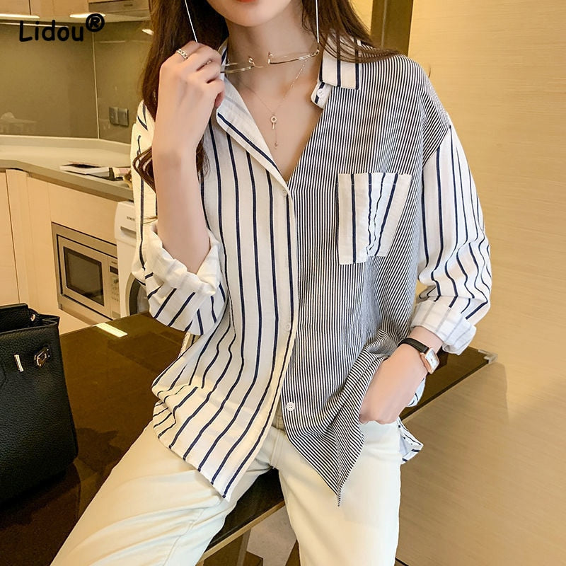 Blouse met krijtstrepen voor dames