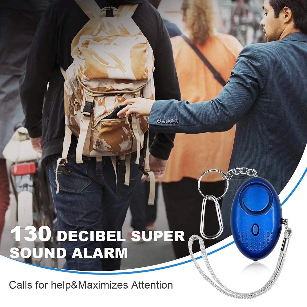 Persoonlijk veiligheidsalarm met LED-lamp (130 db)