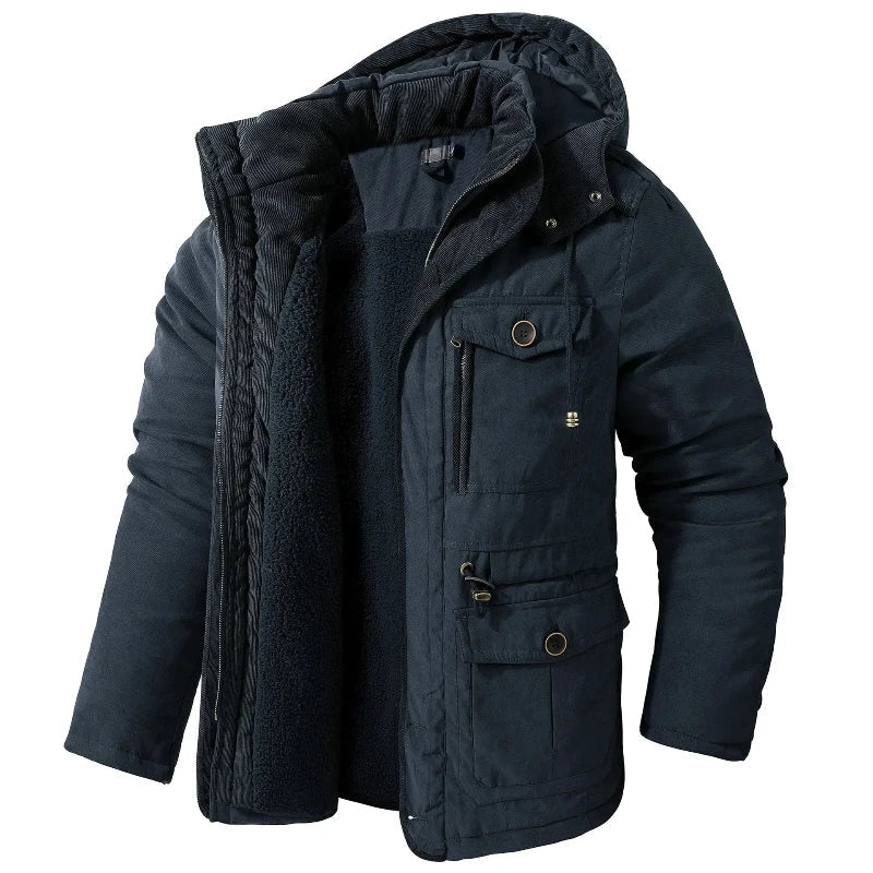 Geïsoleerde parka met capuchon en meerdere zakken